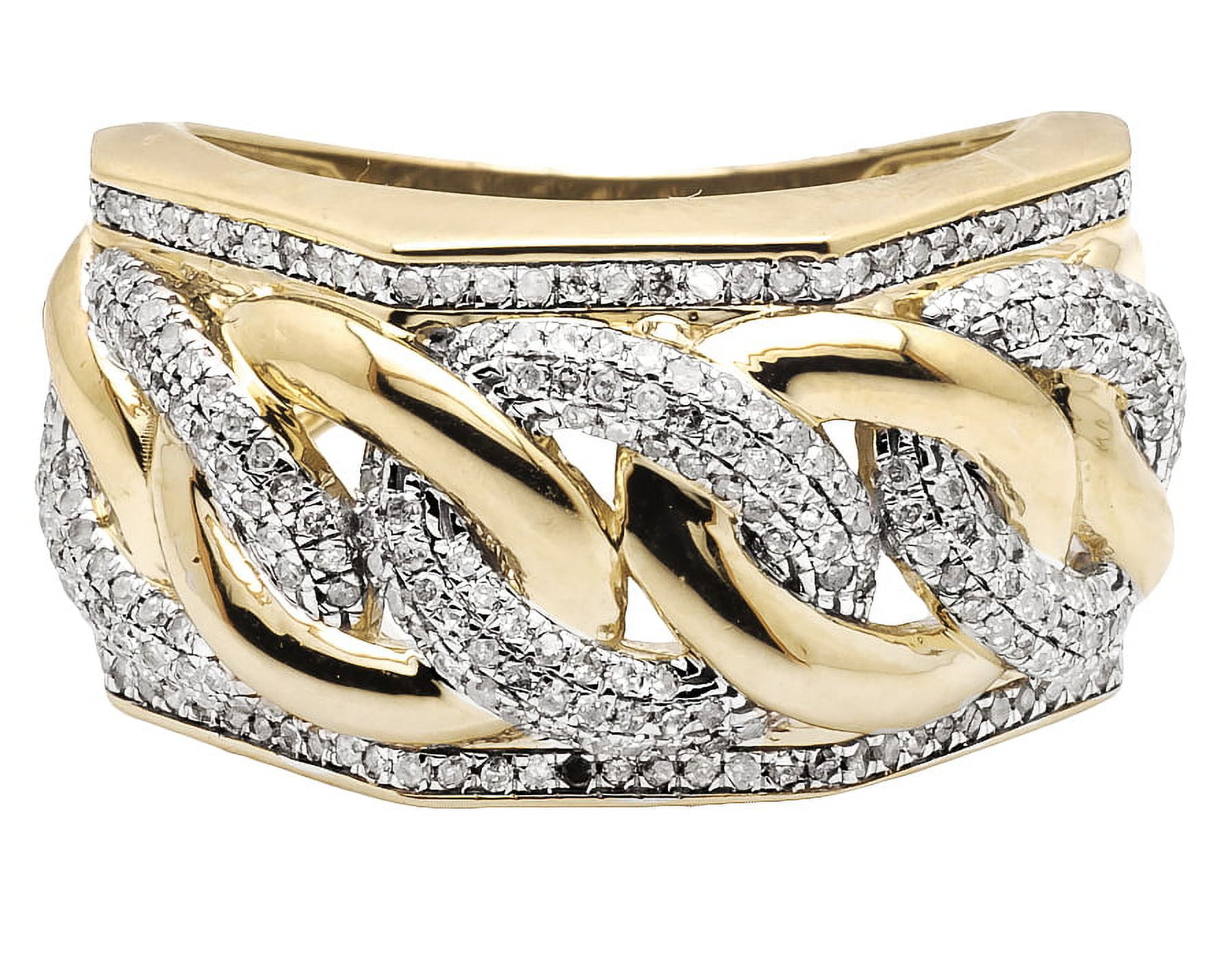 Rings: Yellow Gold Cuban Link Diamond Ring | Buy Rings Online – YESSAYAN.com