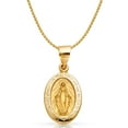thumbnail image 1 of 14K Yellow Gold Milagrosa Charm Pendant with 1.7mm Flat Open Wheat Chain Necklace - 22", 1 of 3