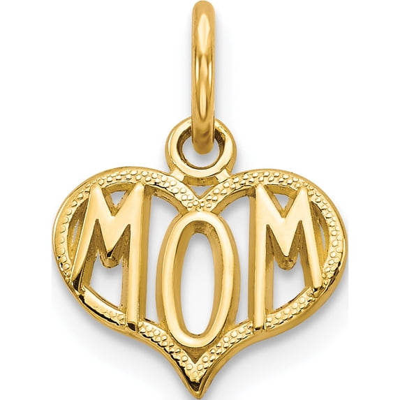 14K Yellow Gold Mom Heart Charm (15 X 10) Made In United States c368