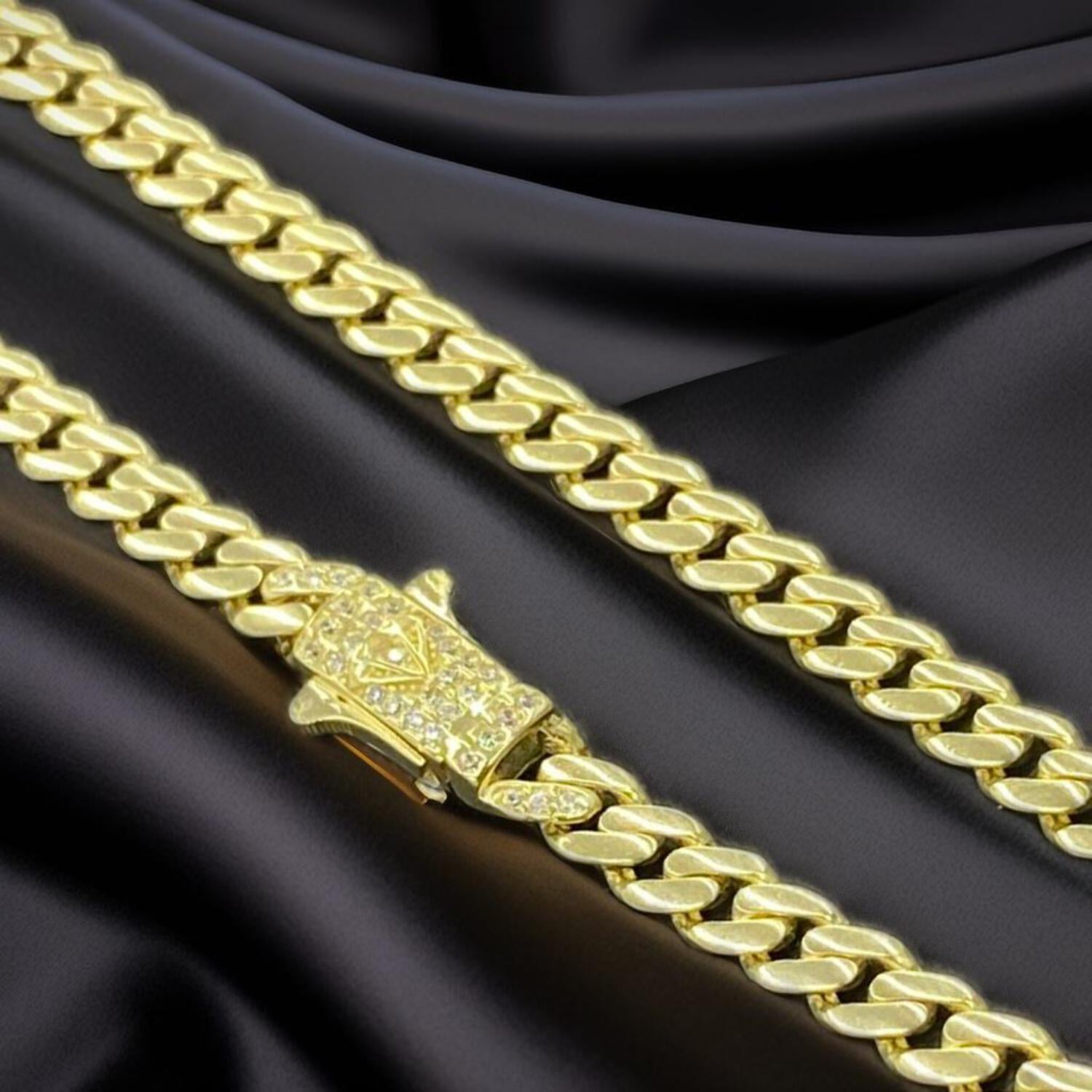 PRIMEJEWELRY269 14K Yellow Gold Monaco Anklet Bracelet Womens Box Clasp 10" 5.7mm CZ Foot Bracelet