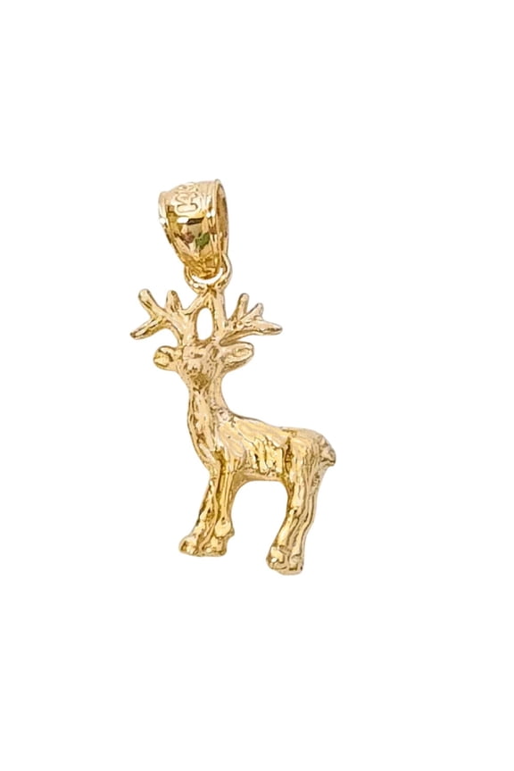 14K Yellow Gold Moose Deer 3D Solid Pendant