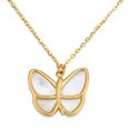 thumbnail image 1 of 14K Yellow Gold Mother Of Pearl Butterfly Pendant Necklace, 18", 1 of 3