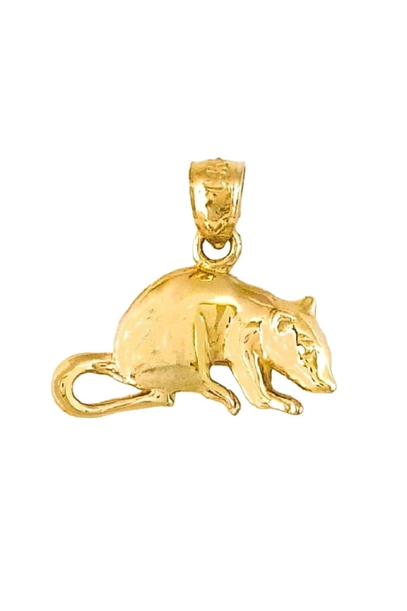 14K Yellow Gold Mouse, Rat Pendant