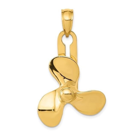 14K Yellow Gold Moveable 3 Blade Propeller Pendant
