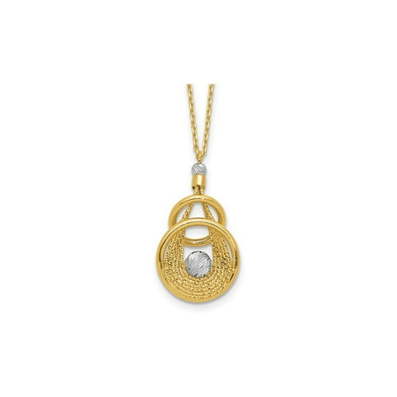 14K Yellow Gold Multi-Circle Pendant Necklace with Chain (16.50 inches) for Women