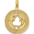thumbnail image 1 of 14K Yellow Gold Mystic Ct Dolphins Charm (24.4 X 18.8) Made In United States k7760, 1 of 5