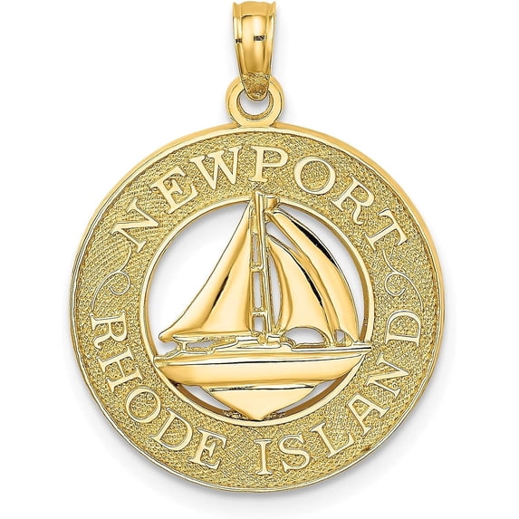 14K Yellow Gold NEWPORT RHODE ISLAND w/Sailboat Charm - 19mm
