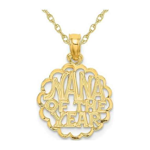 14K Yellow Gold Nana Of the Year Charm Pendant Necklace with Chain