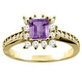 thumbnail image 1 of 14K Yellow Gold Natural Amethyst Engagement Ring Diamond Accents Square 5mm, size 7.5, 1 of 2