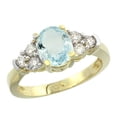 thumbnail image 1 of 14K Yellow Gold Natural Aquamarine Ring Oval 9x7mm Diamond Accent, size 7.5, 1 of 1