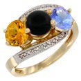 thumbnail image 1 of 14K Yellow Gold Natural Citrine, Black Onyx & Tanzanite 3 stone Ring Round 6mm Diamond Accent, size 10, 1 of 2