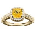 thumbnail image 1 of 14K Yellow Gold Natural Citrine Ring Cushion 7x7mm Diamond Accent, size 10, 1 of 4