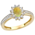 thumbnail image 1 of 14K Yellow Gold Natural Ethiopian HQ Opal Diamond Halo Engagement Ring Oval 6x4 mm, size 7.5, 1 of 1