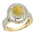 thumbnail image 1 of 14K Yellow Gold Natural Ethiopian Opal Diamond Halo Engagement Ring Oval 8x6 mm, size 6, 1 of 3