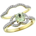 thumbnail image 1 of 14K Yellow Gold Natural Green Amethyst 2-piece Engagement Ring Set Round 6mm, size 9, 1 of 2