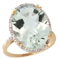 thumbnail image 1 of 14K Yellow Gold Natural Green Amethyst Ring Large Oval 18x13mm Diamond Halo, size 5, 1 of 4