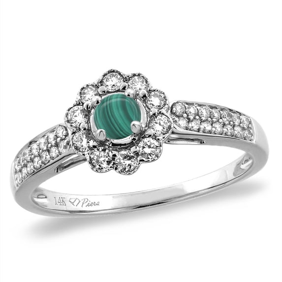14K Yellow Gold Natural Malachite Engagement Ring Round 4 mm, size 9.5