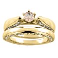 thumbnail image 1 of 14K Yellow Gold Natural Morganite 2-piece Bridal Ring Set Diamond Accents Round 5mm, size 10, 1 of 2