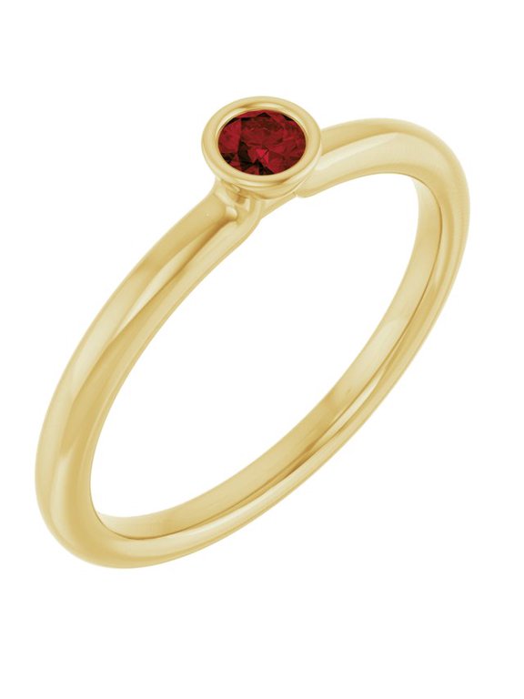 14K Yellow Gold Natural Mozambique Garnet Stackable Ring - Solid Gold Fine Jewelry | Jewelry by Sweet Pea