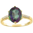 thumbnail image 1 of 14K Yellow Gold Natural Mystic Topaz & Diamond Ring Oval 10x8 mm, size 7, 1 of 4