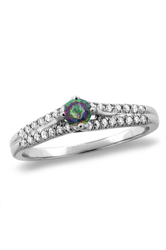 14K Yellow Gold Natural Mystic Topaz Engagement Ring Round 4 mm, size 9
