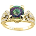 thumbnail image 1 of 14K Yellow Gold Natural Mystic Topaz Ring Round 7 mm Diamond Accents, size 7.5, 1 of 3