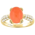 thumbnail image 1 of 14K Yellow Gold Natural Orange Moonstone Engagement Ring Oval 16x12 mm & Diamond Accents, size 5.5, 1 of 3