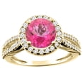thumbnail image 1 of 14K Yellow Gold Natural Pink Topaz Ring Round 8mm Diamond Accent, size 9, 1 of 4