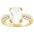 thumbnail image 1 of 14K Yellow Gold Natural Rainbow Moonstone Engagement Ring Oval 16x12 mm & Diamond Accents, size 5.5, 1 of 3