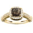 thumbnail image 1 of 14K Yellow Gold Natural Smoky Topaz Ring Cushion 7x7mm Diamond Accent 7/16 inch wide, size 5.5, 1 of 4