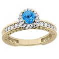 thumbnail image 1 of 14K Yellow Gold Natural Swiss Blue Topaz Round 5mm Engagement Ring Diamond Accents, size 6.5, 1 of 3