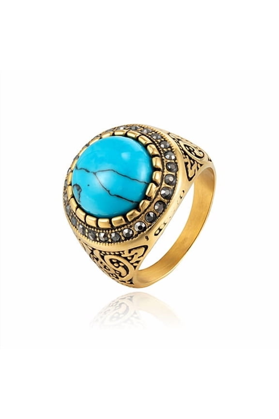 14K Yellow Gold Natural Tiger Eye Rings for Men Women Gift Flower Shaped Antique Finger Ring Fashion Jewelry
