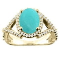 thumbnail image 1 of 14K Yellow Gold Natural Turquoise Ring Oval 10x8mm Diamond Accent, size 6, 1 of 4