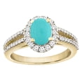 thumbnail image 1 of 14K Yellow Gold Natural Turquoise Split Shank Halo Engagement Ring Oval 7x5 mm, size 6.5, 1 of 2
