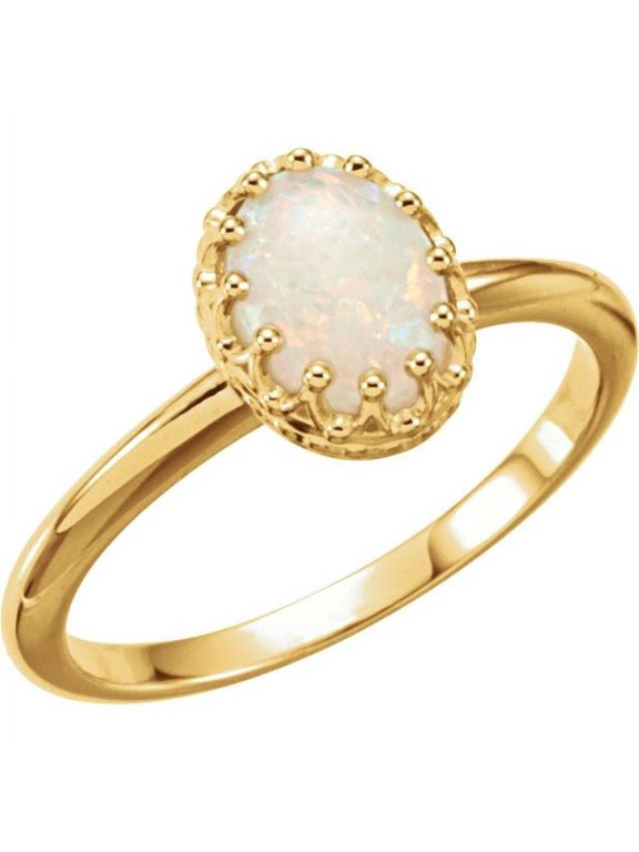 14K Yellow Gold Natural White Opal Crown Ring - Solid Gold Fine Jewelry | Jewelry by Sweet Pea