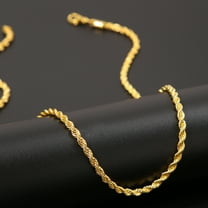 14K Yellow Gold Necklace 3MM Twisted Rope Twist Chain for Men Women Wedding Jewelry Gifts