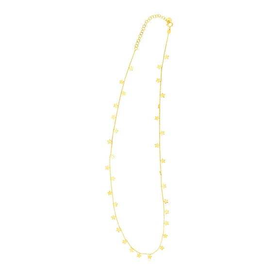 14K Yellow Gold Necklace with Dangling Stars Size 18 inches