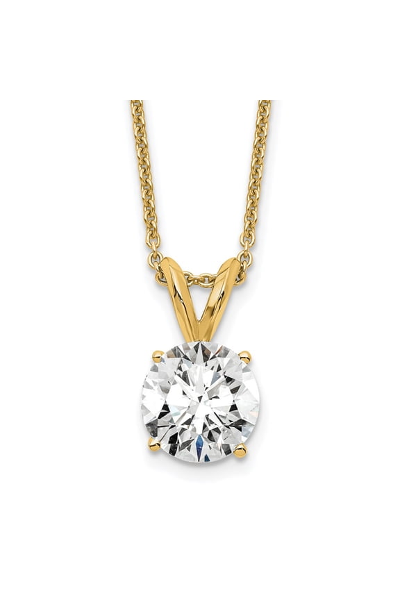 14K Yellow Gold Necklace with Pendants Chain 1 carat total weight Round VS/SI GH Lab Grown Diamond Solitaire 18in 18 inch