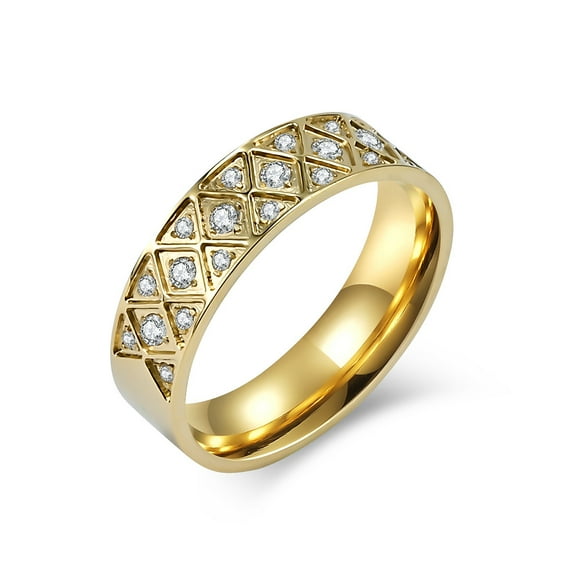 14K Yellow Gold Nets CZ Rings Wedding Ring for Men Women Unisex Charm Jewelry