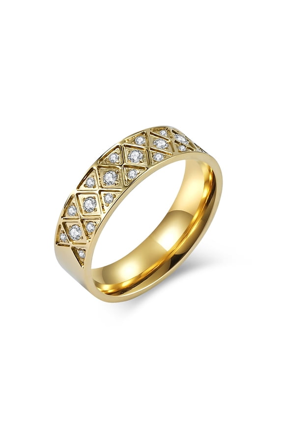 14K Yellow Gold Nets CZ Rings Wedding Ring for Men Women Unisex Charm Jewelry