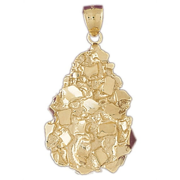 14K Yellow Gold Nugget Pendant - 45 mm