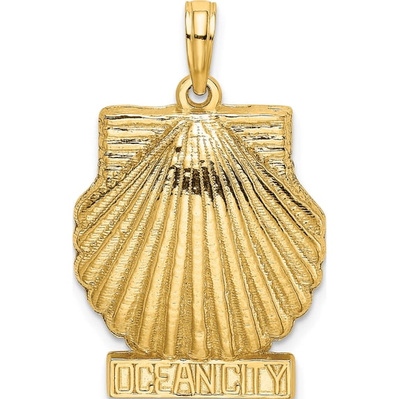 14K Yellow Gold Ocean City Scallop Shell Charm (20.7 X 17.7) Made In United States k8272