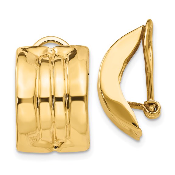 14K Yellow Gold Omega Clip Non-pierced Earrings