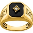 thumbnail image 1 of 14K Yellow Gold Onyx And Diamond Greek Key Design Mens Ringsize 10 (Width 3.6 To 14.6) - Jbsp, 1 of 5