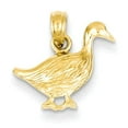 thumbnail image 1 of 14K Yellow Gold Open Back Polished Textured Finish Goose Bird Charm Pendant, 1 of 2