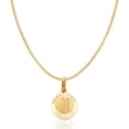 thumbnail image 1 of 14K Yellow Gold Our Guardian Angel Protect Us Religious Charm Pendant with 0.8mm Box Chain Necklace - 24", 1 of 4