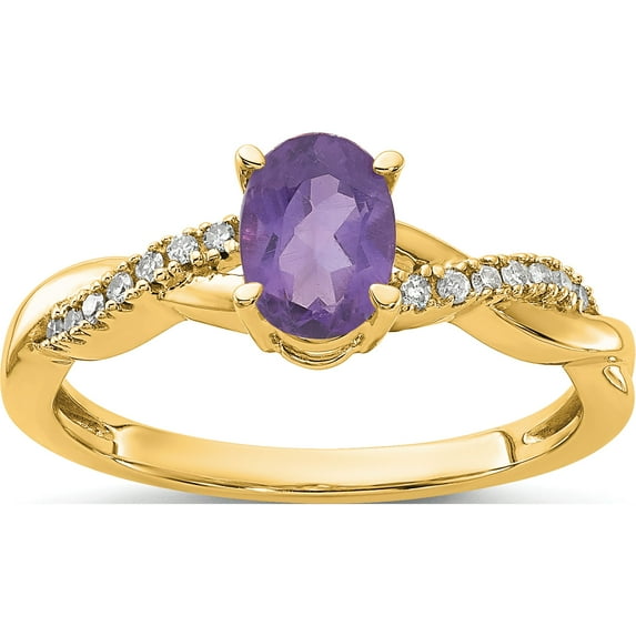14K Yellow Gold Oval Amethyst And Diamond Ringsize 7 - Jbsp