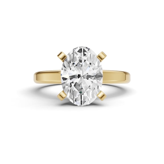 14K Yellow Gold Oval Cut Solitaire Diamond Engagement Ring VS1-VS2 Clarity E-F Color for Women, 0.50 Carat, Size-4.5