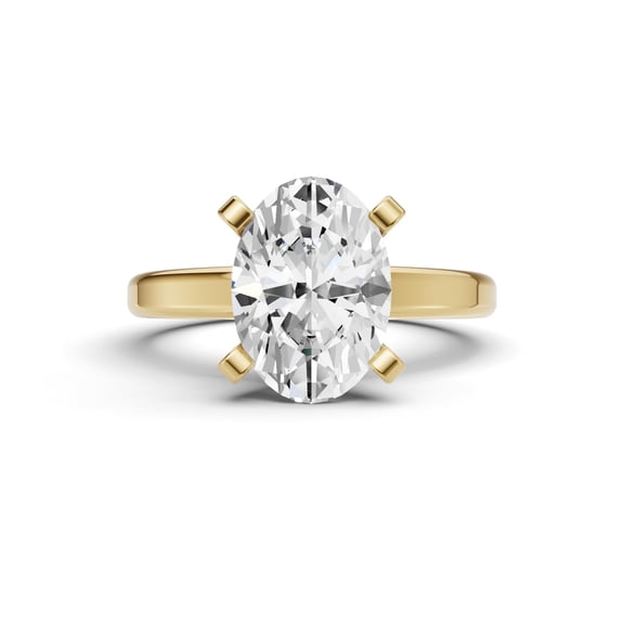 14K Yellow Gold Oval Cut Solitaire Diamond Engagement Ring VS1-VS2 Clarity E-F Color for Women, 1.50 Carat, Size-4.5