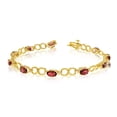 thumbnail image 1 of 14K Yellow Gold Oval Garnet and Diamond Bracelet, 1 of 3